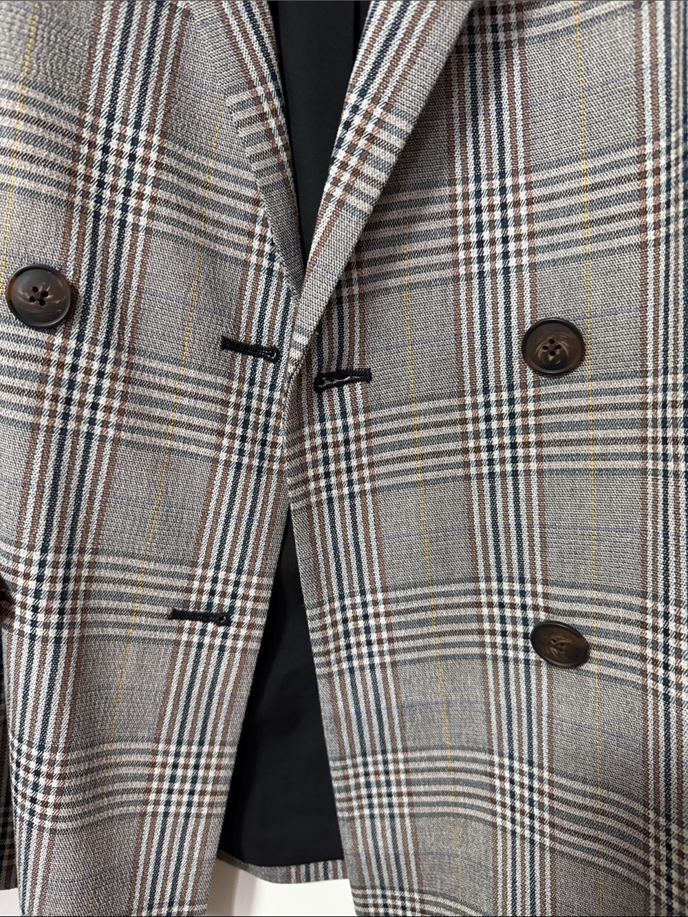 Madewell Gray and Brown Plaid Double-Breasted Blazer - Picture 3 of 3